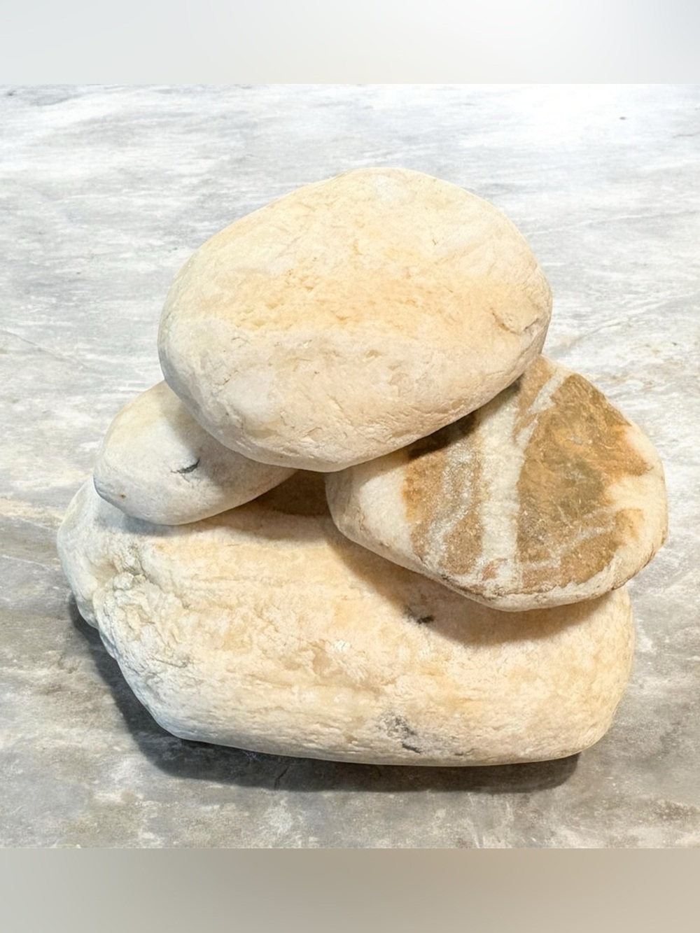 Natural Smooth Decorative River Stones - Cream & Tan -set of 4
